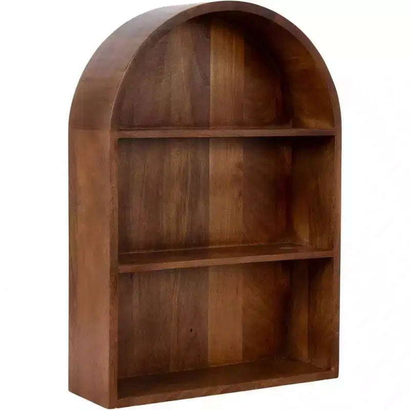 Modern Arched Wall Shelf 18x 26 Walnut Brown Transitional Arch Over - Toilet Entryway Storage Shelves