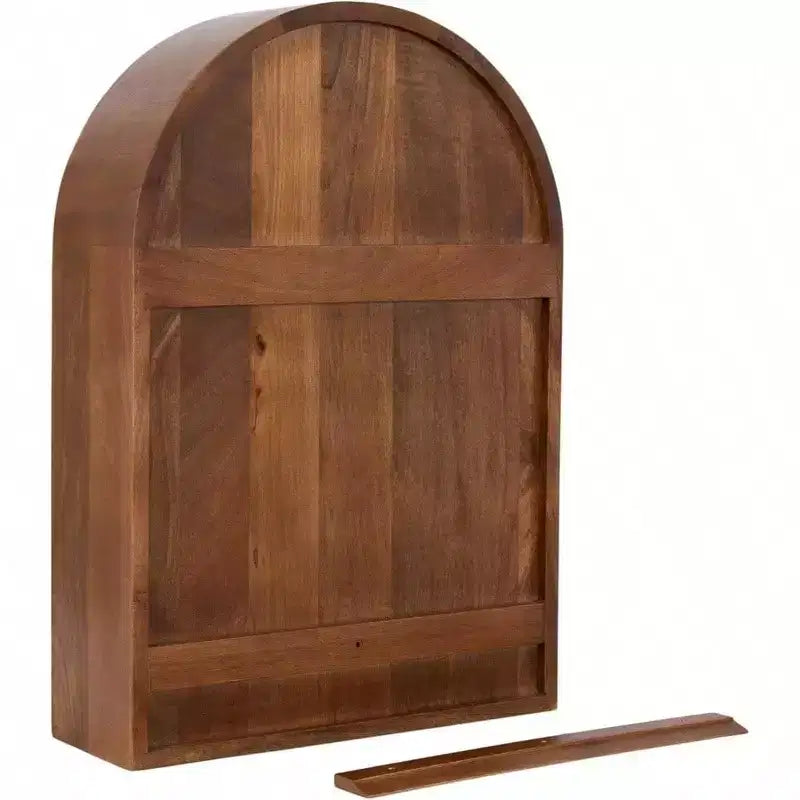 Étagère murale arquée moderne 18x 26 Noyer Marron Arches de transition au-dessus des toilettes Étagères de rangement d'entrée