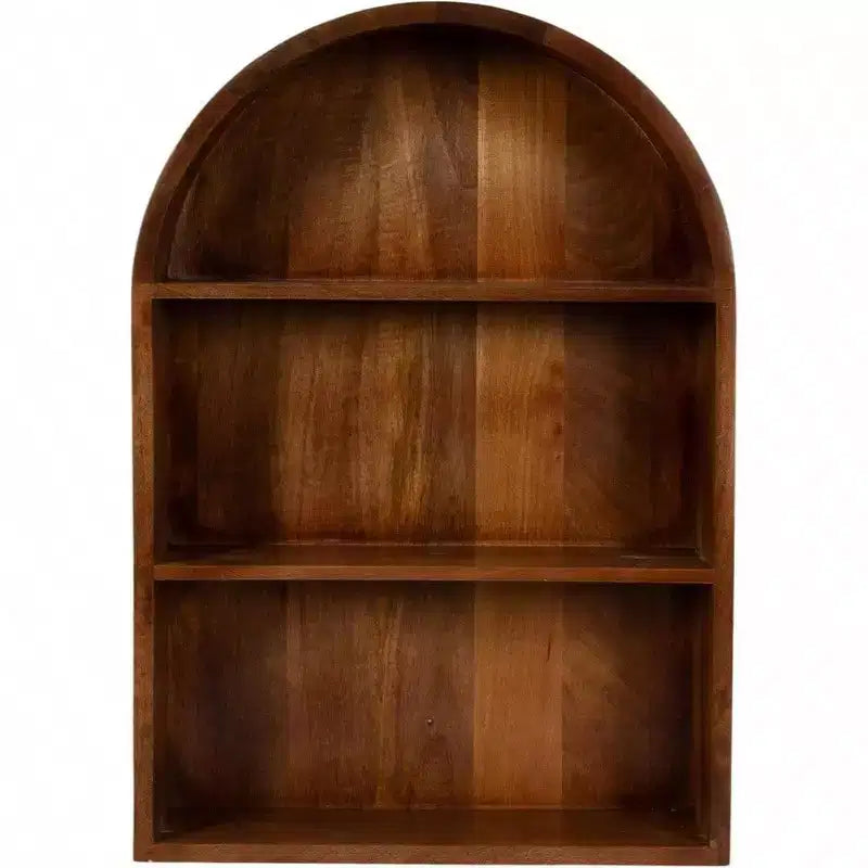 Étagère murale arquée moderne 18x 26 Noyer Marron Arches de transition au-dessus des toilettes Étagères de rangement d'entrée