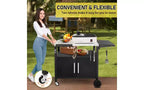 Chariot de cuisine extérieur roulant avec rangement, roues, crochets et plateau pliable