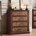 Farmhouse 4/5 Drawer Dresser for Bedroom, Tall Chest of Drawers with Metal Handles, Rustic Wooden Dresser TV Stand, for Living Room, Hallway