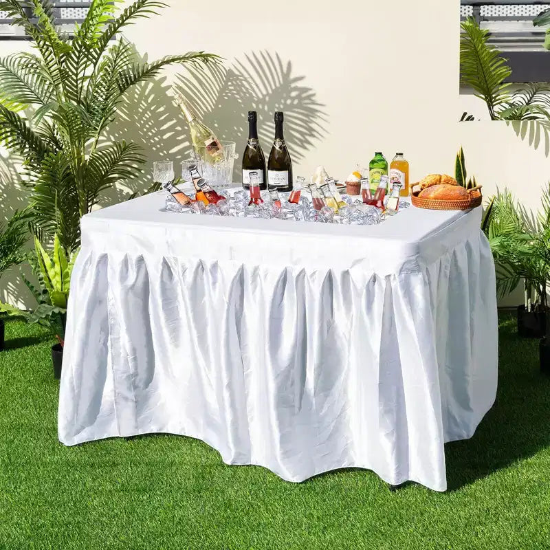 Table pliante glacière de 1,2 m avec jupe assortie pour fêtes et barbecues