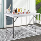 Table pliante glacière de 1,2 m avec jupe assortie pour fêtes et barbecues