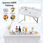 Table pliante glacière de 1,2 m avec jupe assortie pour fêtes et barbecues