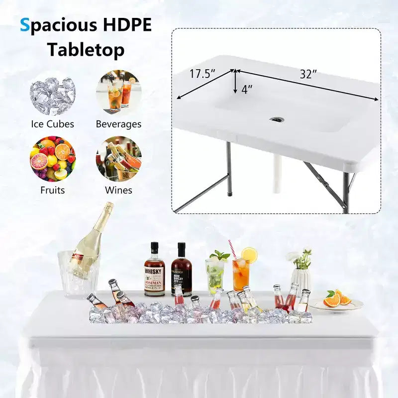 Table pliante glacière de 1,2 m avec jupe assortie pour fêtes et barbecues