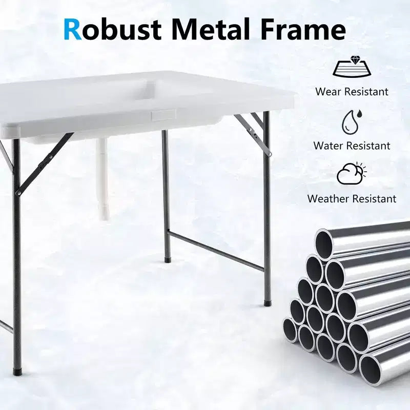 Table pliante glacière de 1,2 m avec jupe assortie pour fêtes et barbecues