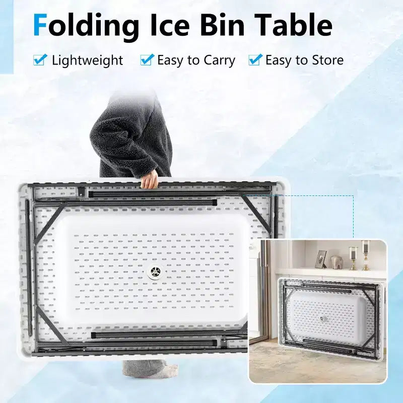 Table pliante glacière de 1,2 m avec jupe assortie pour fêtes et barbecues