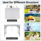 Table pliante glacière de 1,2 m avec jupe assortie pour fêtes et barbecues