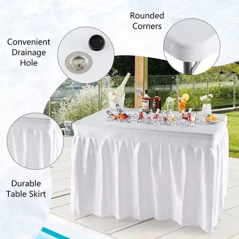 Table pliante glacière de 1,2 m avec jupe assortie pour fêtes et barbecues