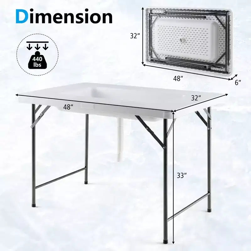 Table pliante glacière de 1,2 m avec jupe assortie pour fêtes et barbecues