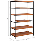 Bibliothèque Bryn de 178 cm de haut, moderne, à 6 niveaux, couleur chêne miel