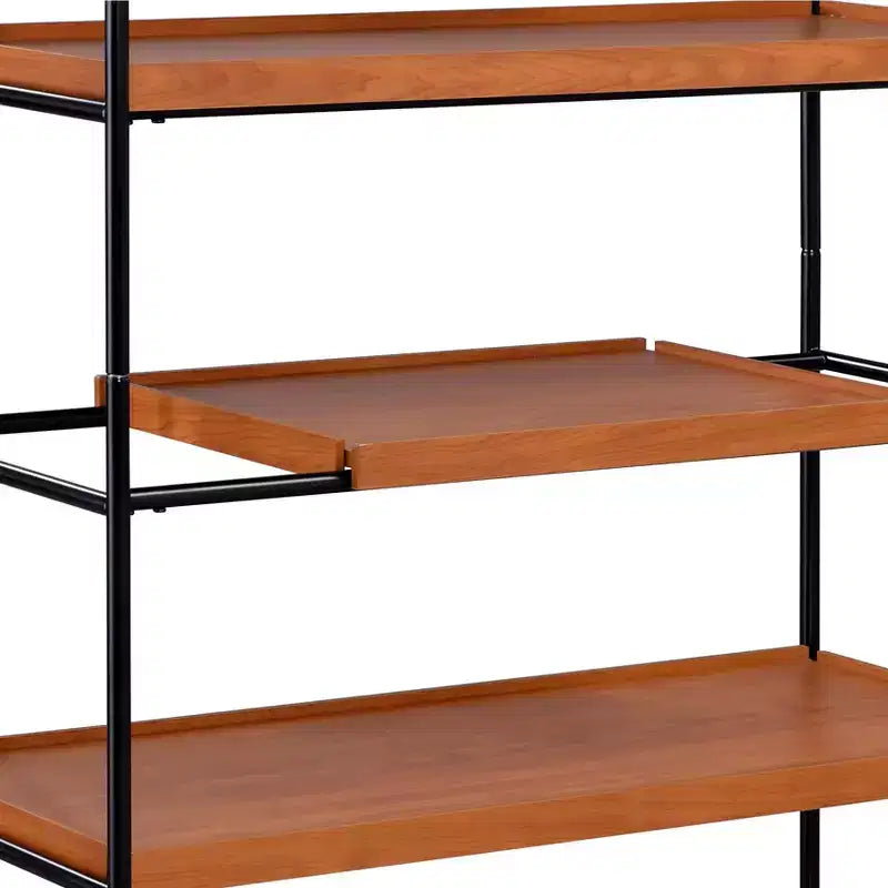 Bibliothèque Bryn de 178 cm de haut, moderne, à 6 niveaux, couleur chêne miel