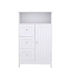Meuble de rangement pour salle de bain, Organisateur de rangement autonome avec 3 tiroirs, Armoire de sol en bois pour salon, salle de bain, cuisine, entrée