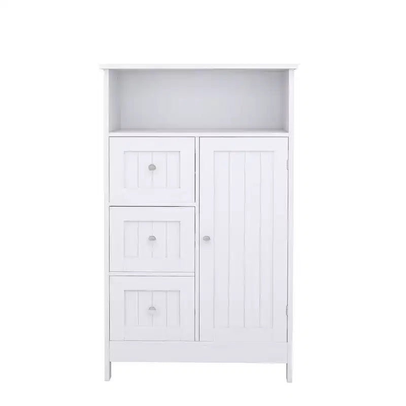 Meuble de rangement pour salle de bain, Organisateur de rangement autonome avec 3 tiroirs, Armoire de sol en bois pour salon, salle de bain, cuisine, entrée