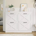 GustoWave 4 Turn Drawers Rattan Entryway Shoe Storage Cabinet, Freestanding Organizer, White
