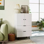 Buffet 2 portes avec tiroirs et meuble de rangement, pieds en métal, pour salon