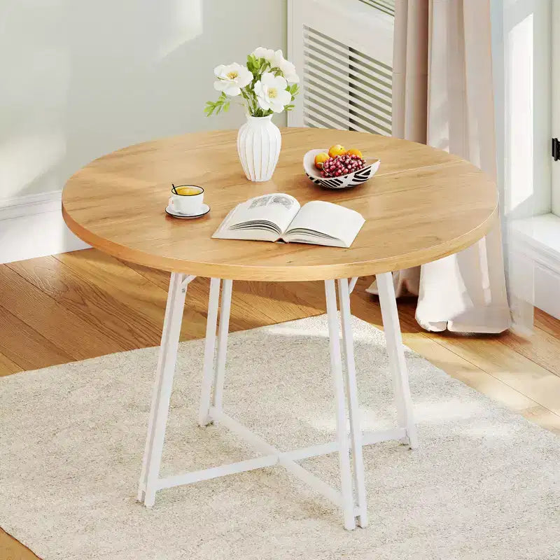 Table de salle à manger de 47 pouces avec 8 pieds de support en métal et base croisée pour salle à manger