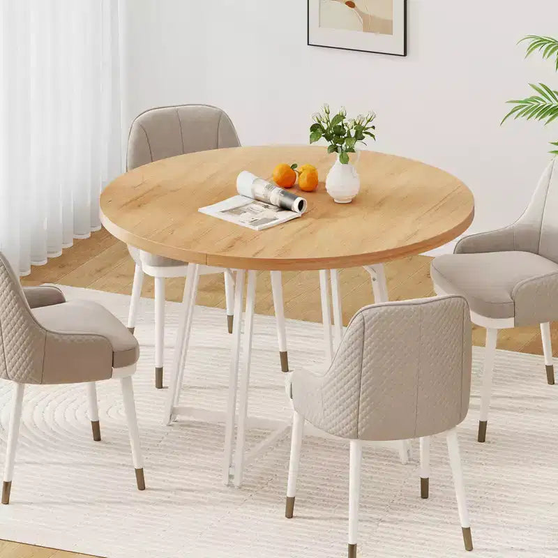 Table de salle à manger de 47 pouces avec 8 pieds de support en métal et base croisée pour salle à manger