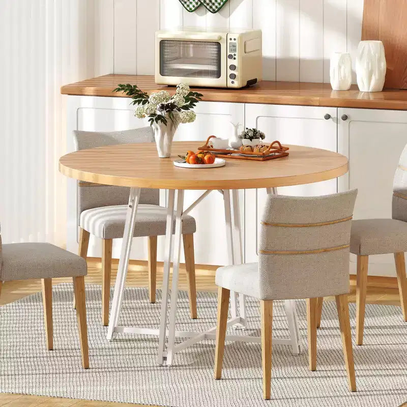 Table de salle à manger de 47 pouces avec 8 pieds de support en métal et base croisée pour salle à manger