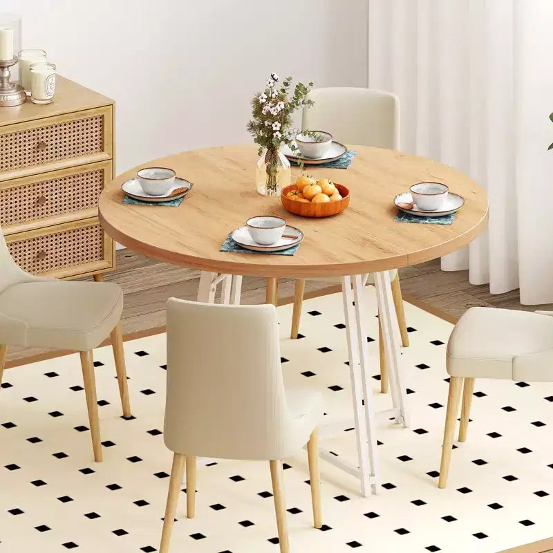 Table de salle à manger de 47 pouces avec 8 pieds de support en métal et base croisée pour salle à manger