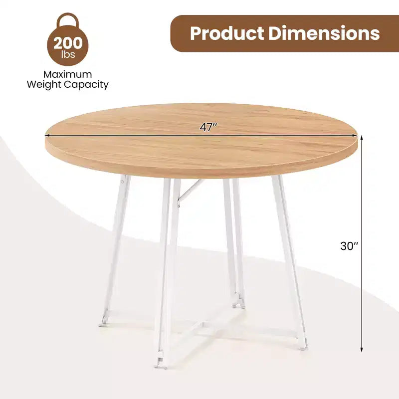 Table de salle à manger de 47 pouces avec 8 pieds de support en métal et base croisée pour salle à manger