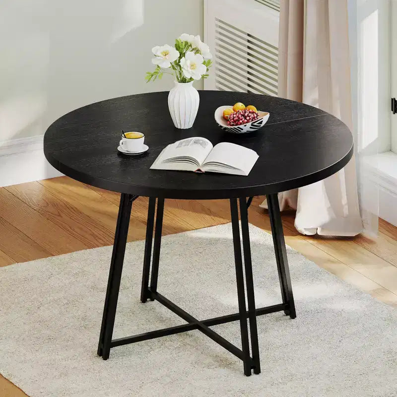 Table de salle à manger de 47 pouces avec 8 pieds de support en métal et base croisée pour salle à manger