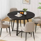 Table de salle à manger de 47 pouces avec 8 pieds de support en métal et base croisée pour salle à manger