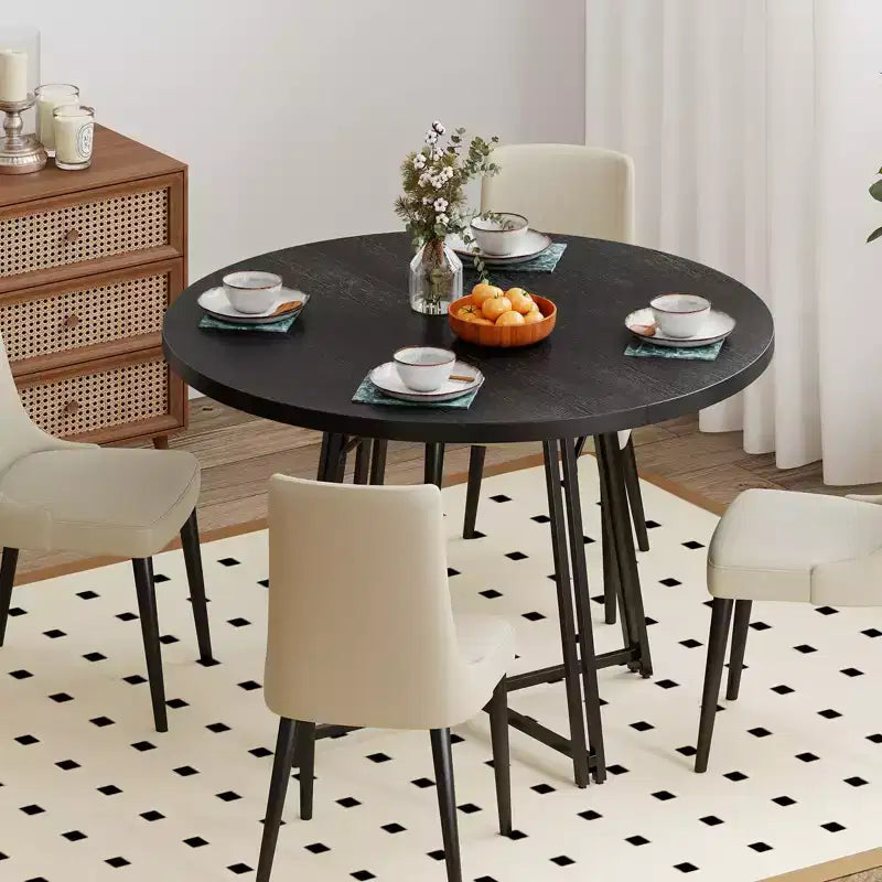 Table de salle à manger de 47 pouces avec 8 pieds de support en métal et base croisée pour salle à manger