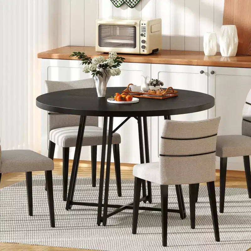 Table de salle à manger de 47 pouces avec 8 pieds de support en métal et base croisée pour salle à manger