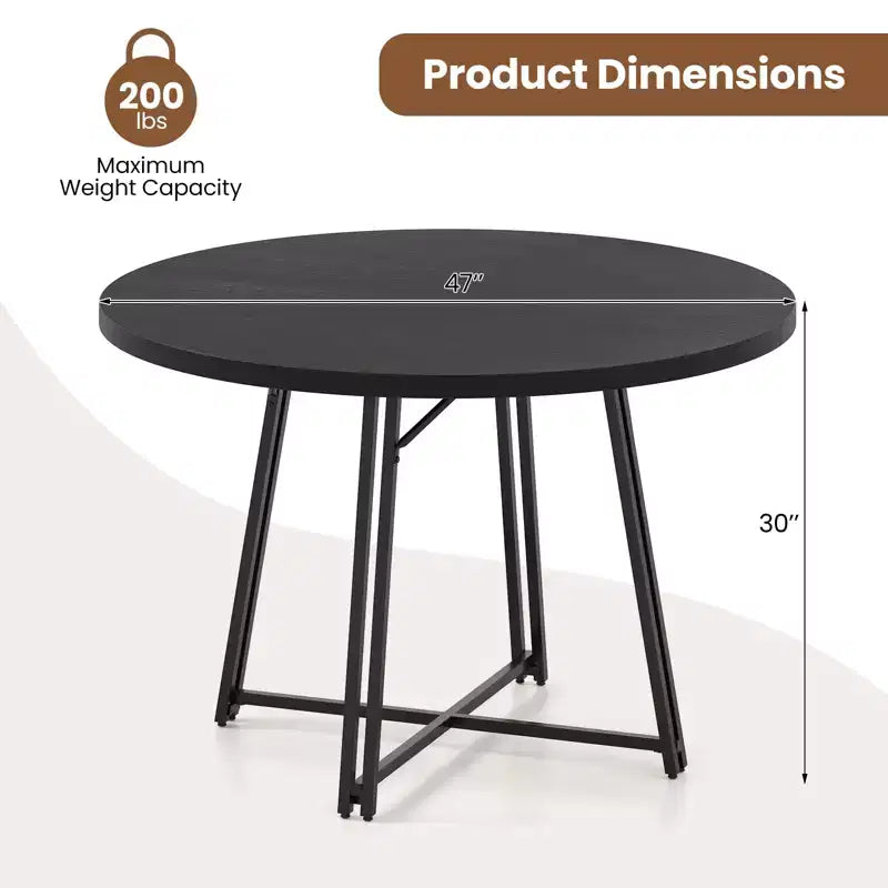 Table de salle à manger de 47 pouces avec 8 pieds de support en métal et base croisée pour salle à manger