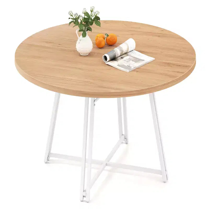 Table de salle à manger de 47 pouces avec 8 pieds de support en métal et base croisée pour salle à manger