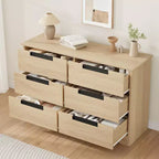 Commode à 6 tiroirs pour chambre à coucher, commode moderne à 6 tiroirs avec poignées encastrées, organisateur en bois