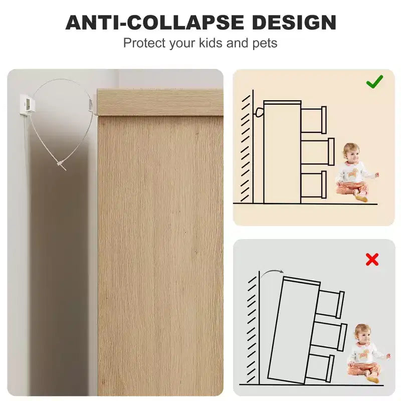 Commode à 6 tiroirs pour chambre à coucher, commode moderne à 6 tiroirs avec poignées encastrées, organisateur en bois