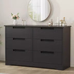 Commode à 6 tiroirs pour chambre à coucher, commode moderne à 6 tiroirs avec poignées encastrées, organisateur en bois