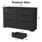 Commode à 6 tiroirs pour chambre à coucher, commode moderne à 6 tiroirs avec poignées encastrées, organisateur en bois