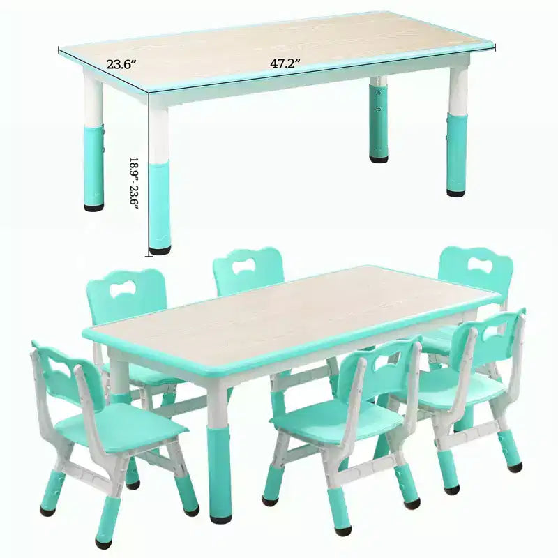 Ensemble table et 6 chaises pour enfants, réglable en hauteur, bureau multifonctionnel, chaises ergonomiques, pour salles de classe, garderies