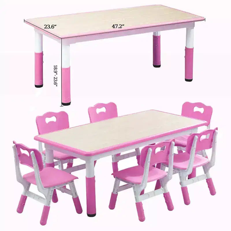 Ensemble table et 6 chaises pour enfants, réglable en hauteur, bureau multifonctionnel, chaises ergonomiques, pour salles de classe, garderies
