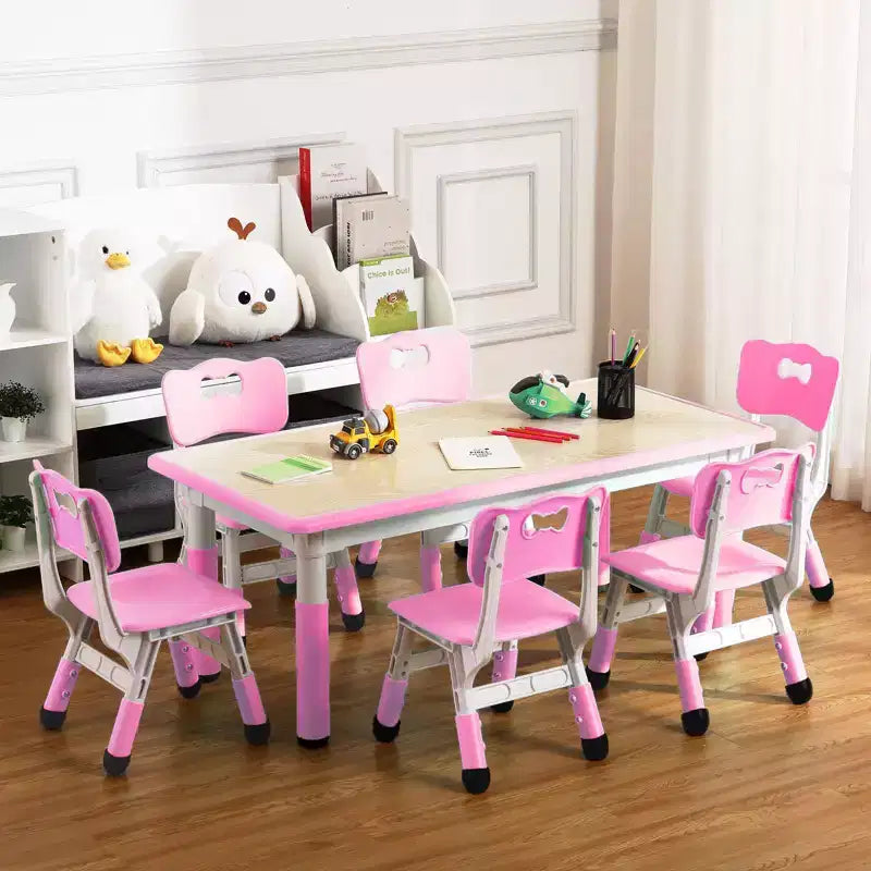 Ensemble table et 6 chaises pour enfants, réglable en hauteur, bureau multifonctionnel, chaises ergonomiques, pour salles de classe, garderies