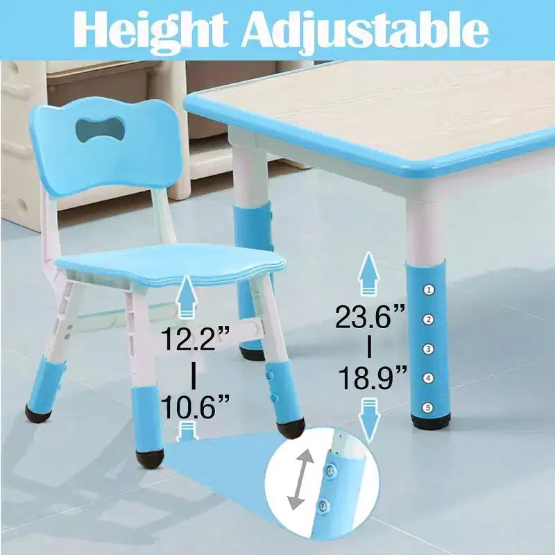 Ensemble table et 6 chaises pour enfants, réglable en hauteur, bureau multifonctionnel, chaises ergonomiques, pour salles de classe, garderies