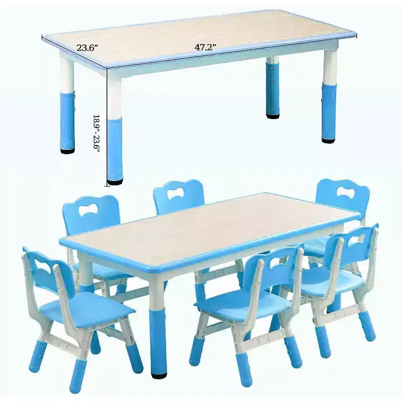 Ensemble table et 6 chaises pour enfants, réglable en hauteur, bureau multifonctionnel, chaises ergonomiques, pour salles de classe, garderies