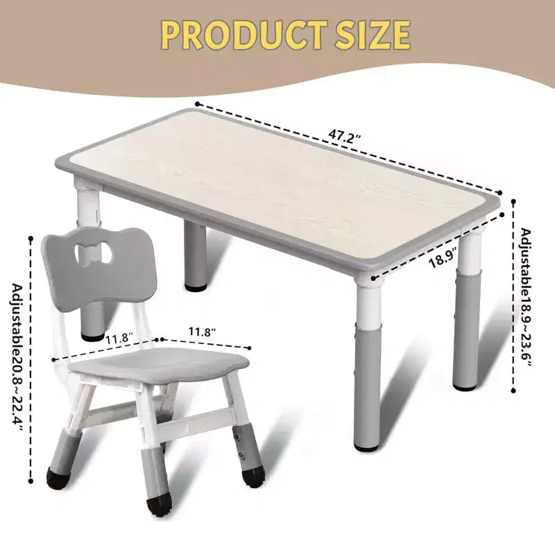 Ensemble table et 6 chaises pour enfants, réglable en hauteur, bureau multifonctionnel, chaises ergonomiques, pour salles de classe, garderies