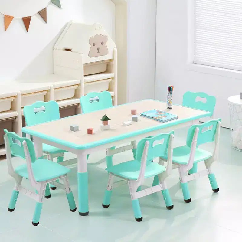Ensemble table et 6 chaises pour enfants, réglable en hauteur, bureau multifonctionnel, chaises ergonomiques, pour salles de classe, garderies