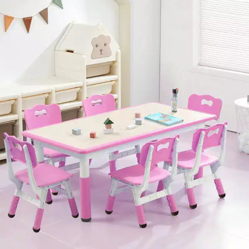 Ensemble table et 6 chaises pour enfants, réglable en hauteur, bureau multifonctionnel, chaises ergonomiques, pour salles de classe, garderies