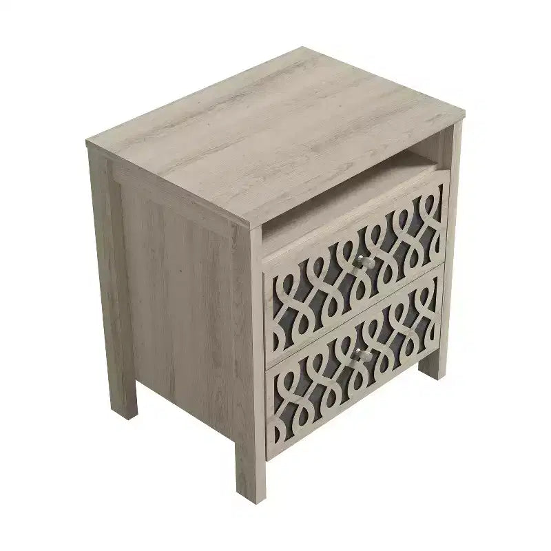 Tables de chevet modernes à 2 tiroirs avec rangement ouvert 20,9 L 15,7 P 22,7 H