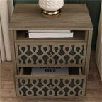 Tables de chevet modernes à 2 tiroirs avec rangement ouvert 20,9 L 15,7 P 22,7 H
