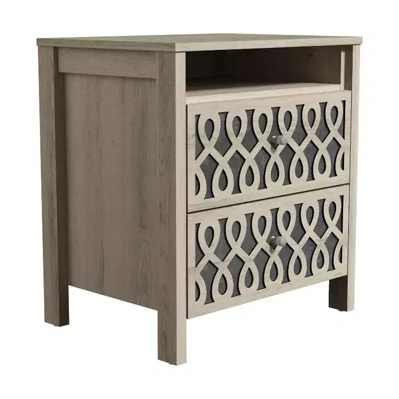 Tables de chevet modernes à 2 tiroirs avec rangement ouvert 20,9 L 15,7 P 22,7 H