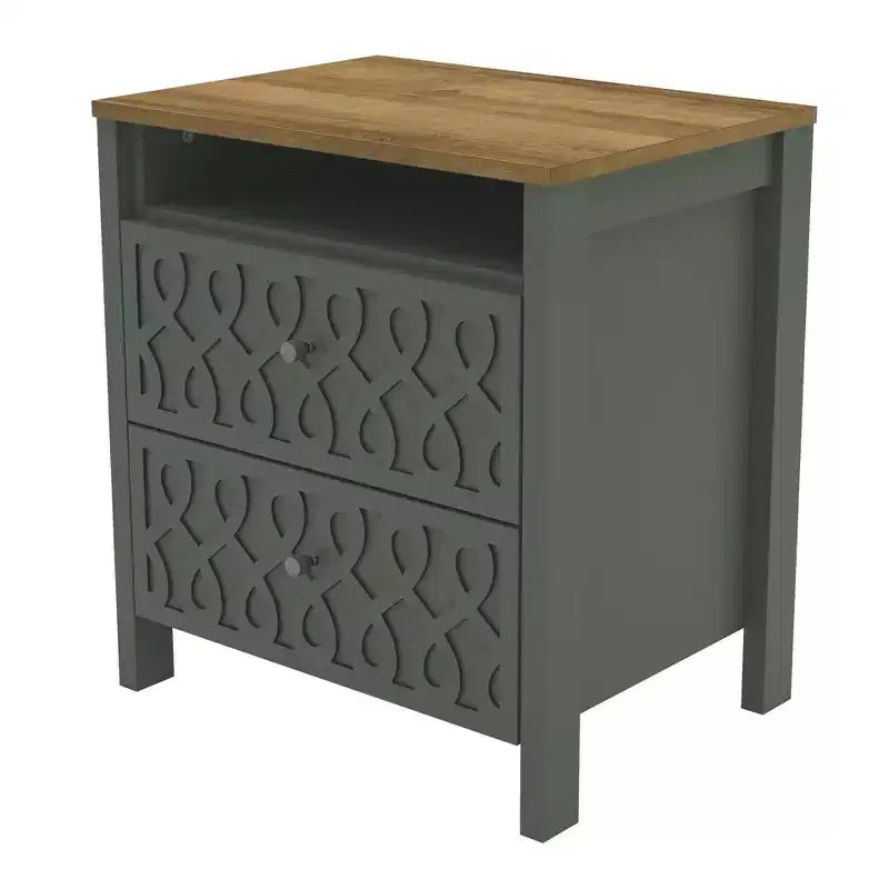 Tables de chevet modernes à 2 tiroirs avec rangement ouvert 20,9 L 15,7 P 22,7 H