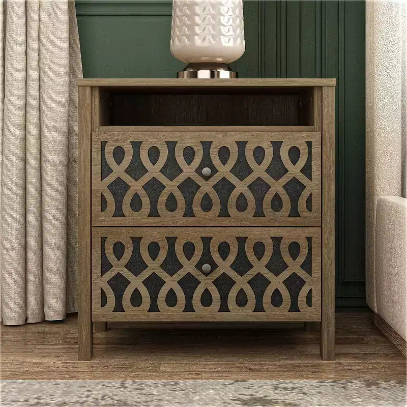 Tables de chevet modernes à 2 tiroirs avec rangement ouvert 20,9 L 15,7 P 22,7 H