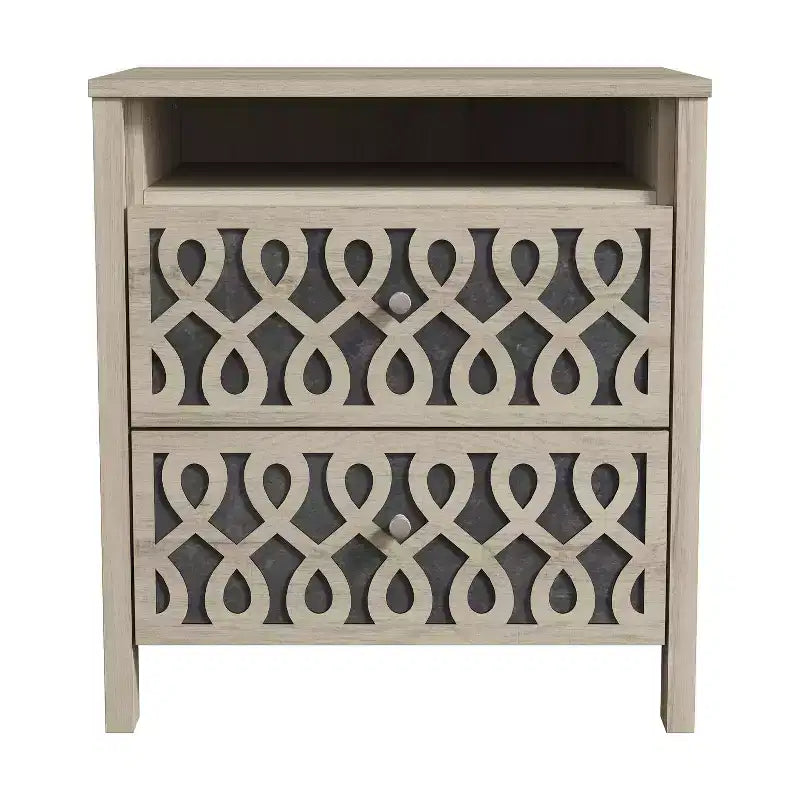 Tables de chevet modernes à 2 tiroirs avec rangement ouvert 20,9 L 15,7 P 22,7 H