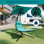 Chaise longue suspendue, balancelle, transat courbé avec auvent pour l'extérieur et l'intérieur, patio, jardin, rouge/vert/gris